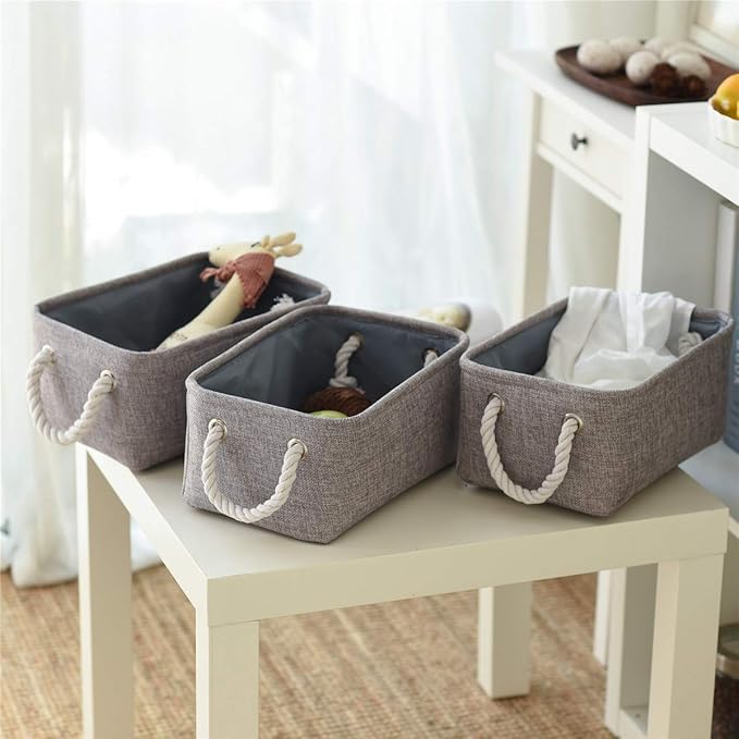 TcaFmac Basket for Organizing Cube Stgorage Bin - Small 6 Pack Fabric Storage Cubes Collapsible Baskets for Shelves with Rope, Bins for Organization Toy(Grey 12x8x5.2 inch)-Ruum Studio Home