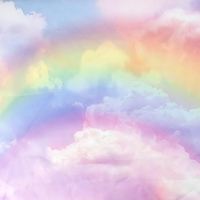 HVEST Rainbow Cloud Tapestry, Polyester Wall Art, Rainbow and Pink Cloud with Glow Sunshine in Pastel Sky, Aesthetic Nature Landscape, Bedroom Living Room Decor, 60x40 Inches-Ruum Studio Home