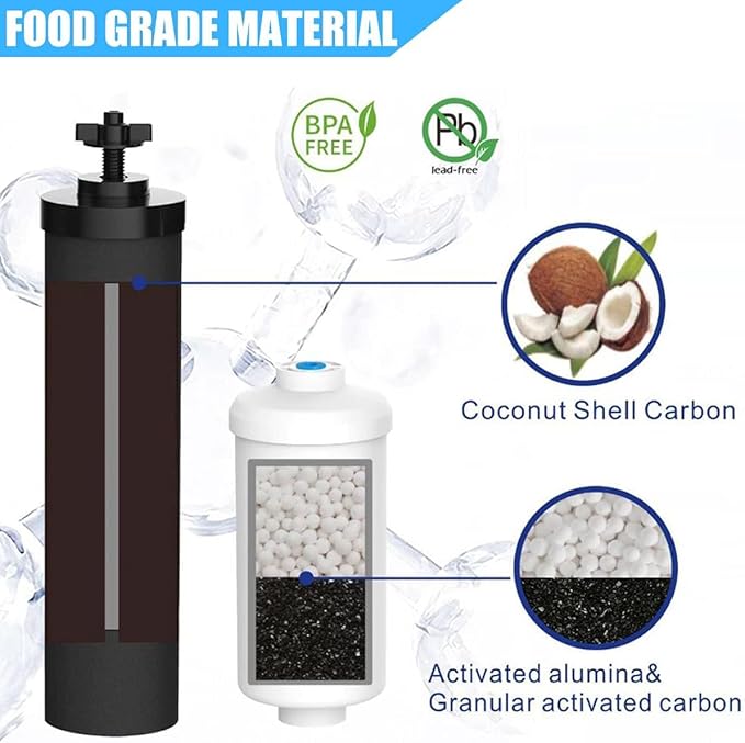 Water Filter Replacement Compatible with Berkey® Gravity Filter Filtration System, NSF/ANSI 42 Certified 4 Black Filters and 4 Fluoride Filters PF2 for Travel, Big, Royal Series-Ruum Studio Home