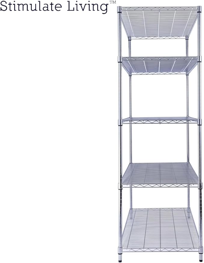 48"x24"x72" Prime Heavy Duty Chrome 5-Tier Steel Wire Shelving NSF 4000 LBS MAX Capacity Storage Rack for Commercial, School, Home, Garage, Warehouse, Industrial, and Hospital Uses (with Wheels)-Ruum Studio Home