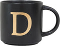 COLLECTIVE HOME - Monogram Ceramic Mugs, 15 oz Golden Initial Black Coffee Cups, Elegant Alphabet Tea Mugs, Elegant Personalized Mug with Gift Box, Unique Mug with Double Side Capital Lette (D)-Ruum Studio Home