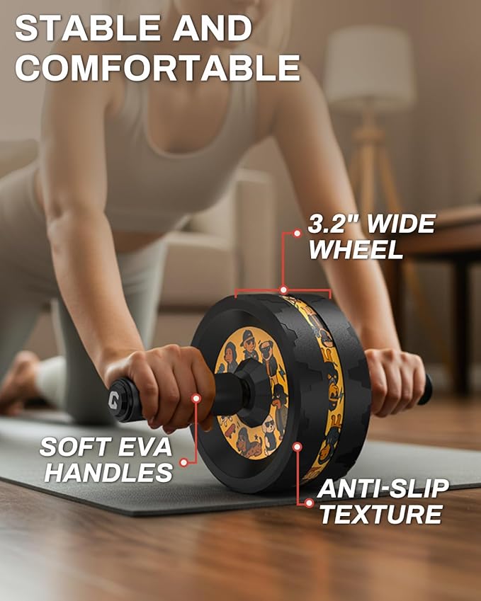 VINSGUIR Ab Roller Wheel, Abs & Core Workout Equipment for Home Gym with Knee Pad Accessories, Abdominal Wheel for Full-body Strength Training-Ruum Studio Home
