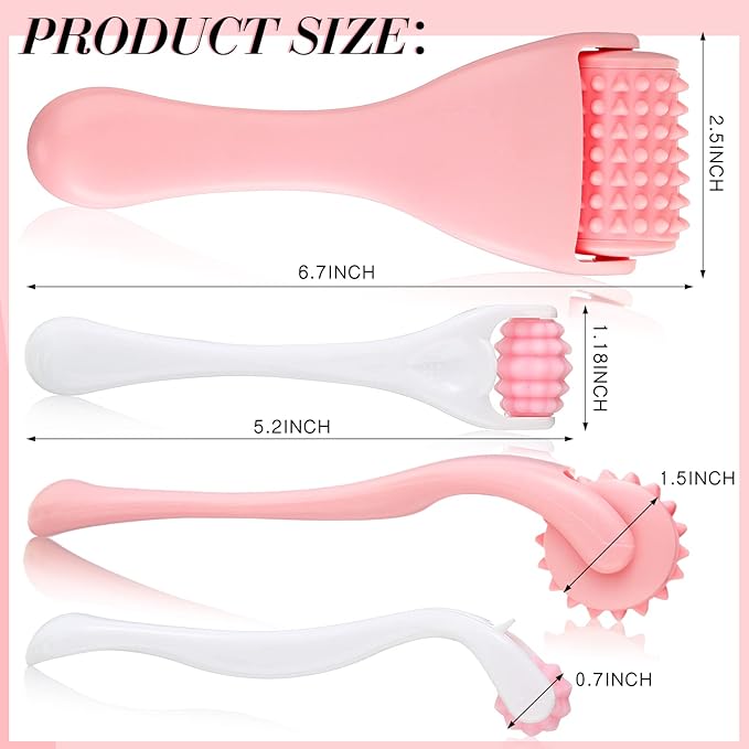 Tondiamo 2 Pcs Muscle Roller Stick Fascia Body Cellulite Face Muscle Massage Roller Manual Massage Tools for Muscles Relief Neck Arm Back Leg Body Roller Deep Trigger Points Release Roller (Pink)-Ruum Studio Home