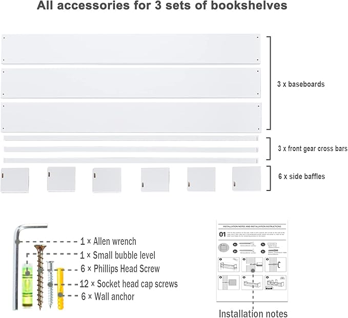 AZSKY Classic Nursery Book Shelves White Wall Book Shelves Kids Bookshelf for Bedroom Bathroom Décor Wall Ledge Shelves 36 in Hanging Shelves a Set of 3-Ruum Studio Home