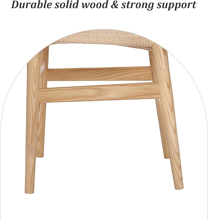Wishbone Chair Natural Solid Wood Dining Chair/Hans Wegner Y Chair Rattan and Wood Accent Armrest Chairs Set of 2 (Ash Wood + Natural)-Ruum Studio Home