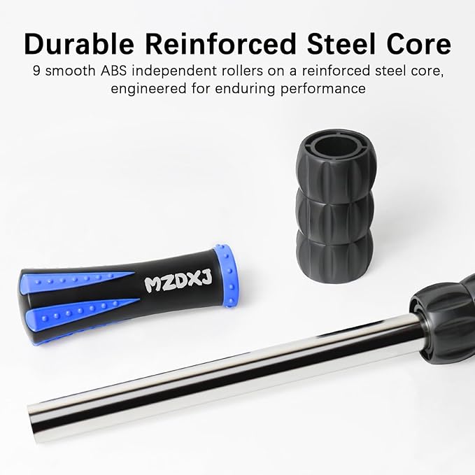 Muscle Roller Stick for Athletes - Deep Tissue Fascia Blaster & Roller Massager for Myofascial Pain Relief - Handheld Physical Therapy & Recovery Tool(Blue black-18 inch)-Ruum Studio Home
