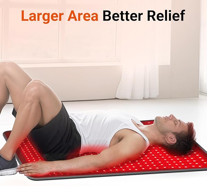 Comfytemp 41.5'' x 26'' Red Light Therapy Mat for Body, Near Infrared Light Therapy Pad with 560 LEDs, 660nm & 850nm Light Blanket for Back Belly Knee Joint Muscle Pain Relief, 96W-Ruum Studio Home