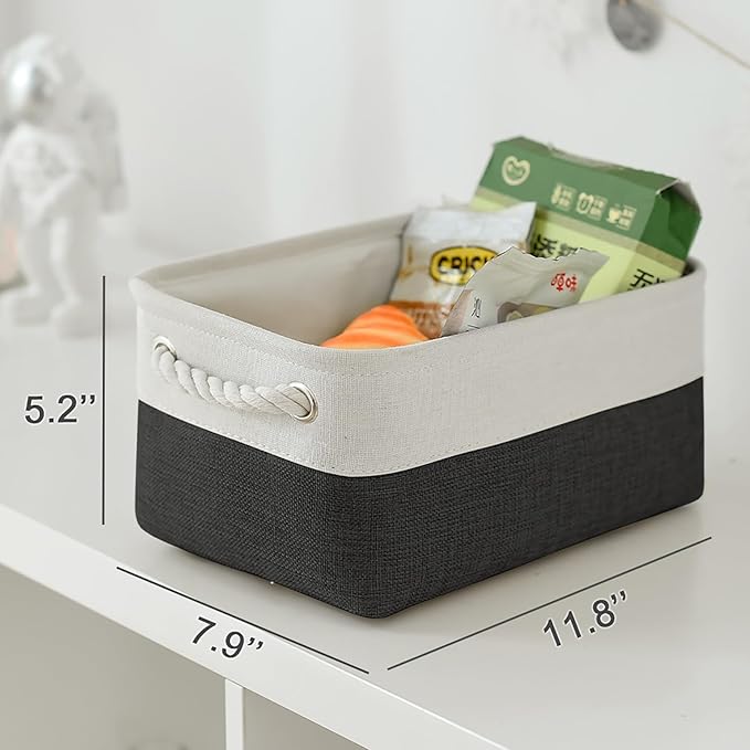 TheWarmHome Storage Bins for Shelves - 6 Pack 11.8x7.8x5.2 inch Collapsible Storage Cubes, Basket for Gifts Empty Closet Organizing Dog Toy Box (White & Black)-Ruum Studio Home