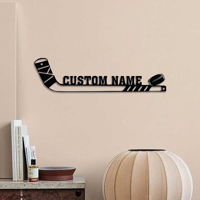 Custom Hockey Stick LED Sign – Personalized Name Light Up Hockey Sign, Neon Wall Light with Puck, Hockey Wall Decor for Boys Room, Man Cave, Players-Ruum Studio Home