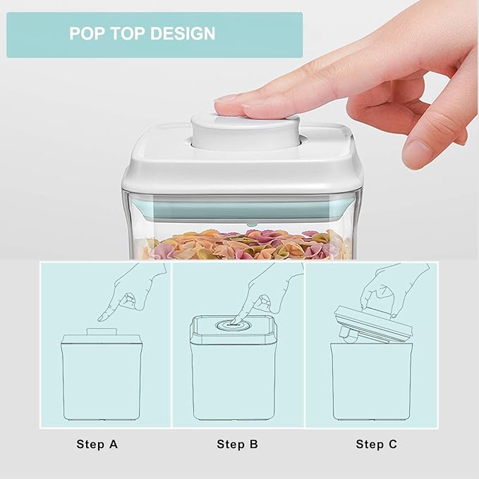 Pop Containers with Lids - Stackable Airtight Food Storage, Kitchen Pantry Storage Containers for Snacks Candy Salt Herbs Spices BPA-Free (10PCS (0.5 + 1.2 + 2.0 + 2.7 + 3.3 Qt) * 2)-Ruum Studio Home
