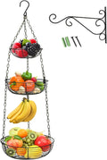 HULISEN 3 Tier Hanging Fruit Basket with Banana Hook, Heavy Duty Wire Hanging Baskets for Kitchen Storage, 36 Inch Hanging Vegetable Produce Basket Organizer (Including Installation Bracket)-Ruum Studio Home