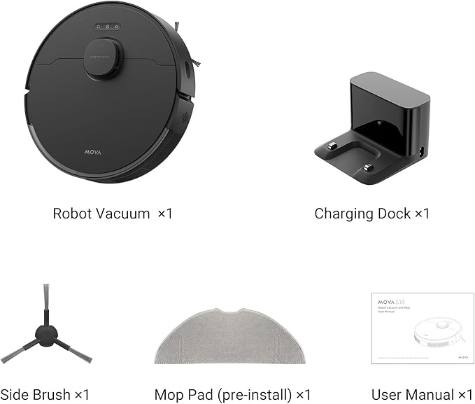 MOVA S10 Robot Vacuum Cleaner with 7000Pa Suction, 260 Mins Run Time, Liftable Brush, Self-Charging Robotic Vacuum Cleaner for Home, Pet Hair, Hard Floors, App & Voice Control-Ruum Studio Home