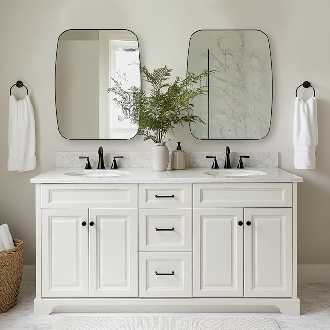 ANDY STAR Black Oblong Mirror, 32x40 Inch Black Oval Mirror for Bathroom with Stainless Steel Metal Frame, Wall Mouned for Bathroom, Living Room, Entryway-Ruum Studio Home