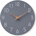 Mosewa Wall Clock Silent Non Ticking Decorative for Kitchen Bedroom Bathroom Office Living Room Battery Operated 10 Inch Gray Wood Modern Simple-Ruum Studio Home