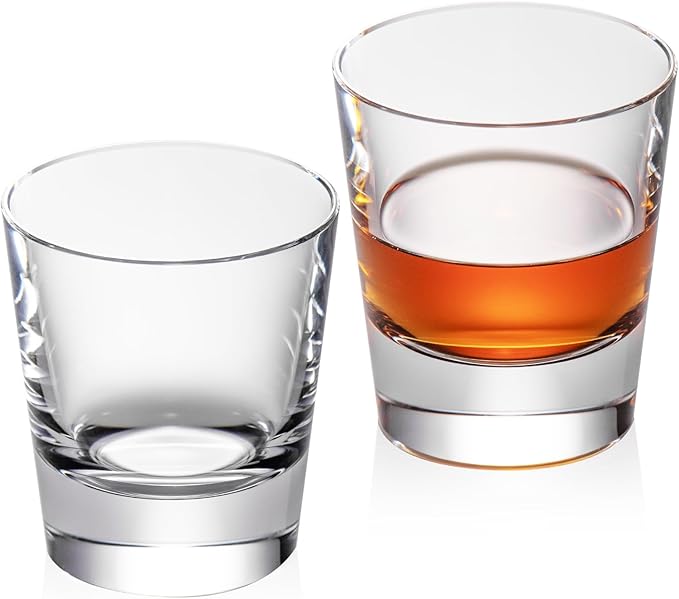 KAMMAK Crystal Whiskey Glasses Set of 2, Hand Blown 8.79oz Old Fashioned Glasses Stemless, Luxury Handcrafted Cocktail Glasses, Scotch Cup for Women, Men Gift for Rocks, Bourbon, Bar Barware-Ruum Studio Home