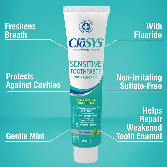 CloSYS Fluoride Toothpaste, 7 Ounce (Pack of 3), Gentle Mint, Whitening, Enamel Protection, Sulfate Free-Ruum Studio Home