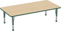 FDP Rectangle Activity School and Classroom Kids Table (36 x 72 inch), Toddler Legs, Adjustable Height 15-24 inches - Maple Top and Green Edge-Ruum Studio Home