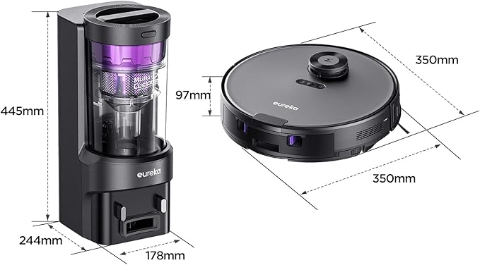 Eureka Robot Vacuum with Bagless Self Emptying Station, 2 in 1 Robotic Vacuum and Mop Combo, 60-Day Capacity, 4000Pa Suction, Auto Lifting Mop, LiDAR Navigation,NER E10s-Ruum Studio Home