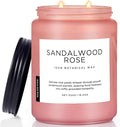 M&SENSE Sandalwood Rose Scented Candle 19.4oz 110 Hours Long Lasting Burn Natural Soy Wax Strong Scented Candle for Home, 2 Wick Home Fragrance Slow Burning Housewarming Gifts for Men Women-Ruum Studio Home