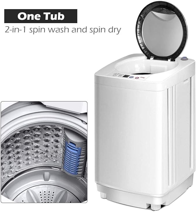 Giantex Portable Washing Machine, Full Automatic Washer and Dryer Combo, with Built-in Pump Drain 8 LBS Capacity Compact Laundry Washer Spin Dryer for Apartment RV Dorm-Ruum Studio Home