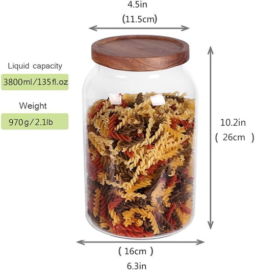 1 Gallon Glass Jar with Airtight Lid and Anti-Skid Bottom for Dry Food Storage-Ruum Studio Home