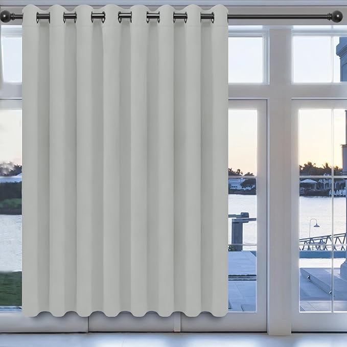 Easy-Going Blackout Door Curtains for Bedroom, Solid Thermal Insulated Grommet and Noise Reduction Window Drapes, Room Darkening Curtains for Living Room, 1 Panel (100x84 in, Greyish White)-Ruum Studio Home