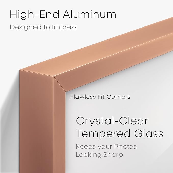 Homeforia Picture Frames 16x20 Rose Gold, High End Metal 16x20 Poster Frame with Mat 11x14 inch Photo, 16 x 20 Rose Gold Frame Matted to 11 by 14 Print, 20x16 Frame, Tempered Glass, Wall Kit, Set of 1-Ruum Studio Home