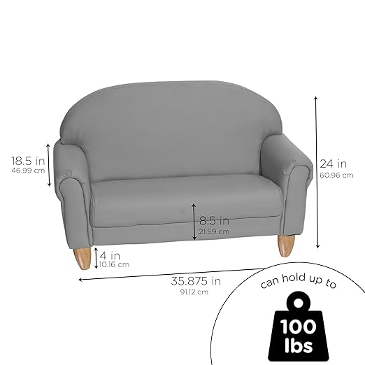Children's Factory As We Grow Sofa, Gray, CF805-314, Playroom Couch, Daycare Furniture, Kids Seating for Classroom, Flexible Seating for Elementary-Ruum Studio Home
