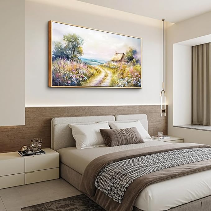 ZUITINGHUA Large Wood Framed Wall Decor For Living Room Canvas Wall Art For Office Modern Wall Decorations For Bedroom Country Road Landscape Painting Farmhouse Pictures Artwork Home Decor 24x48 In-Ruum Studio Home