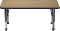 FDP Rectangle (24 x 48 inch) Classroom Table with Adjustable Chunky Toddler Legs (15-24 in); Preschool, Kinder and Daycare Furniture - Pasadena Oak Top/Navy Edge and Legs-Ruum Studio Home