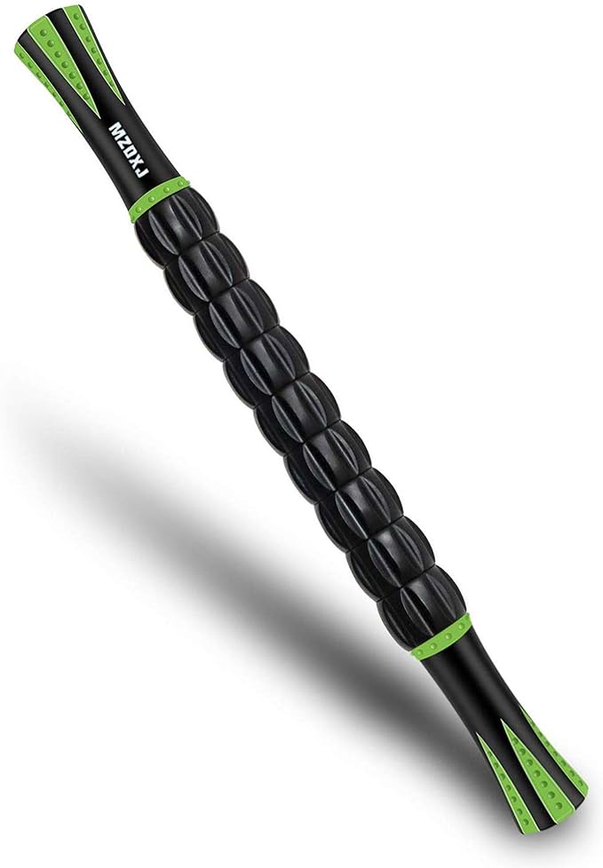 Muscle Roller Massage Roller Stick for Athletes, Help Reducing Muscle Soreness Cramping Tightness Leg Arms Back Calves Muscle Massager（Green - Black- 18 inch）-Ruum Studio Home