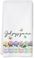 Christian Kitchen Towel, Waffle Weave Microfiber Scripture Hand Towel, God Says You are Bible Verse Farmhouse Decor for Kitchen Bathroom, Inspirational Gift for Women-Ruum Studio Home