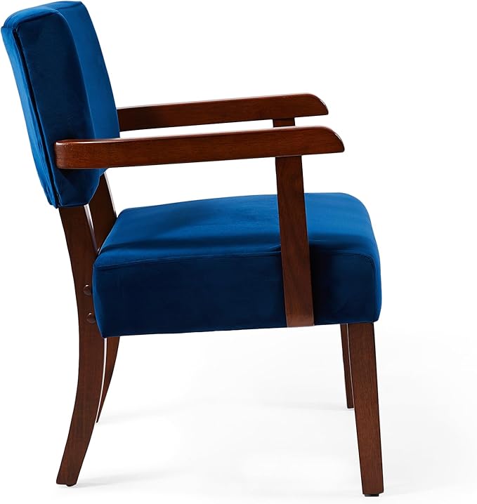 Accent Chair Set of 2 with Table, Living Room Chairs with Velvet Soft Seat & Armrests for Living Room Bedroom Reading Room Waiting Room (Velvet Navy)-Ruum Studio Home