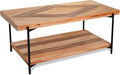 CONSDAN StoneCreek Coffee Table, Solid Fir Wood & Metal Frame, 2-Tier Industrial Farmhouse Table for Living Room/Office, 44" Rectangular Table-Ruum Studio Home