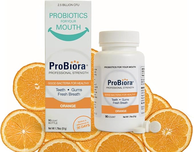 ProBiora Professional Strength Oral Probiotics for Teeth and Gums | Dental Probiotic for Oral Health | Bad Breath Treatment for Adults | Tooth Whitening | ProBiora3 Probiotic Blend | 90 Orange Tablets-Ruum Studio Home