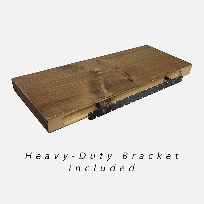 PJ DECOR URBANDI, Rustic Floating Shelves, Set of 2, Hidden Bracket, Solid Wood, Heavy Duty, Wall Mounted Shelves, (Grey, 24Wx6D)-Ruum Studio Home
