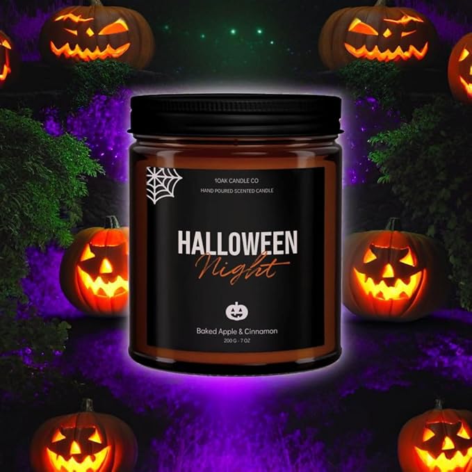 1OAK Halloween Candles Scented - 7oz, Baked Apple Cinnamon - Spooky Candles - Gothic Décor Decorations - Halloween Gifts for Women, Men - Horror Candle-Ruum Studio Home