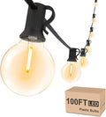 Svater Outdoor String Lights Waterproof 100 FT, LED Patio Lights Outside with 52 Shatterproof G40 Bulbs, Dimmable Hanging Globe Lighting for Bistro Backyard Cafe Market Porch, Warm White 2700K-Ruum Studio Home