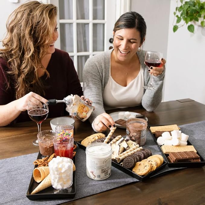 Home Beets Matte Black Ceramic Serving Platters (14 x 6 Inch Rectangle Plates) Serving Dishes for Entertaining, Food, Appetizers, Desserts, Cheese Board, Charcuterie, Sushi - Set of 4 Party Trays-Ruum Studio Home