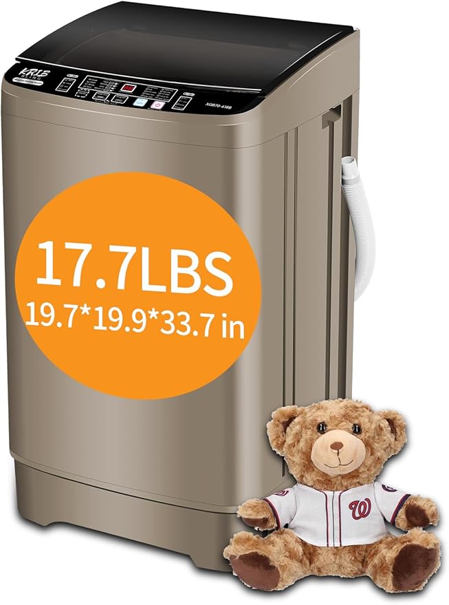 Full-Automatic Washing Machine 17.7 lbs Small Compact Portable 10 Wash Program & 8 Water Level Compact Washer with LED Display Ideal for Apartments, RV, Camping, Gold (KB03-GOLD6)-Ruum Studio Home