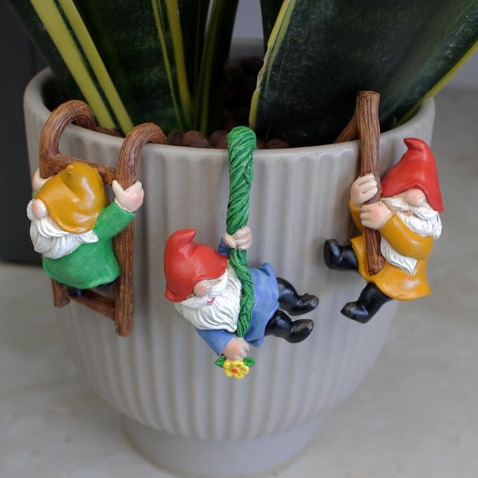 3 PCS Climbing Gnomes Tree Faces Decor Outdoor for Yard, Gnomes Statue, Outdoor Fairy Garden Resin Crafts, Flower Pot Landscape Dwarf, Micro Landscape Pendant Ornaments (3 PCS)-Ruum Studio Home