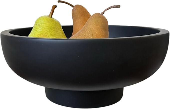 OAKOA Concrete Black Decorative Bowl for Home Decor - Black Fruit Bowl - Modern Pedestal Coffee Table Bowl for Entryway Table-Ruum Studio Home