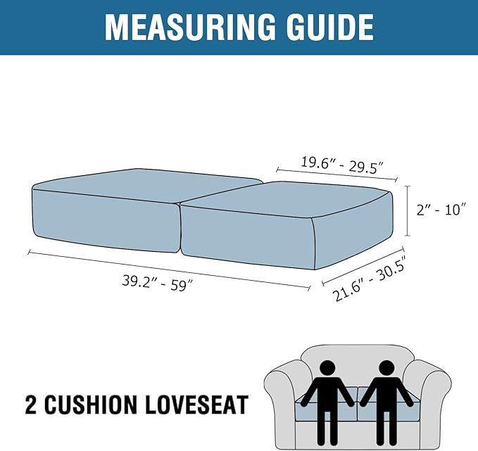 H.VERSAILTEX Velvet Stretch Couch Cushion Cover Plush Cushion Slipcover for Chair Loveseat Sofa Cushion Furniture Protector Seat Cushion Sofa Cover (2 Piece Medium Sofa Cushion Covers, Ivory)-Ruum Studio Home