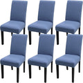 JQinHome 6 Pcs Dining Chair Slipcover,High Stretch Removable Washable Chair Seat Protector Cover for Home Party Hotel Wedding Ceremony (Gray Blue)-Ruum Studio Home