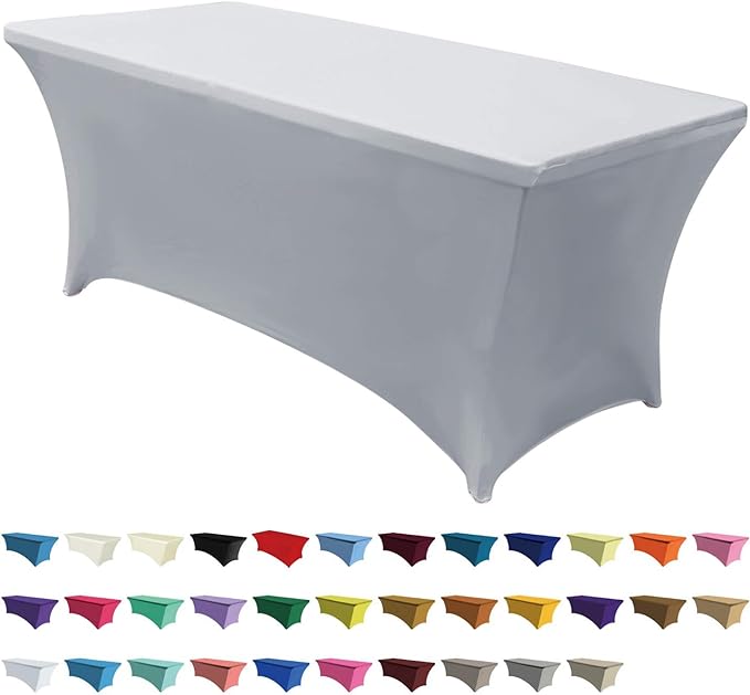 ABCCANOPY 6 FT Grey Spandex Table Cover Stretch Fitted Wrinkle Resistant Tablecloth Reuse for Rectangular Folding Table Patry Event Wedding Banquet Protector-Ruum Studio Home