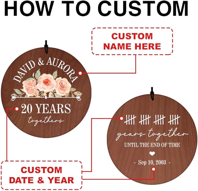 ASTARIN Personalized 20th 50th Anniversary Wind Chime, Happy Anniversary Wedding Valentine's Day Gift for Wife Husband Men Women Sister, Golden Anniversary Keepsake Decorations for Parents Couples-Ruum Studio Home