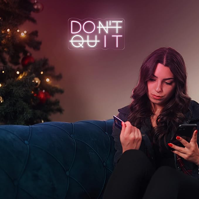 Don't Quit LED Neon Sign for Wall Decor, DO IT Neon Lights Party Decorations, USB Powered Switch Lighting Adjustable for Office, Gym, Man Cave, Gamer Room Decor-Ruum Studio Home