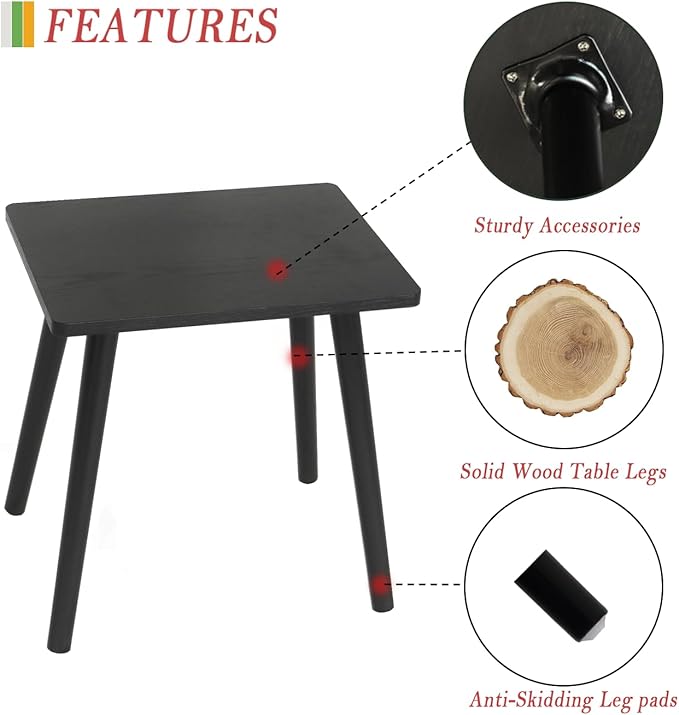 AWASEN Side Table, Small Black End Table for Living Room Bedroom Office Small Spaces, Modern Accent Side Table Nightstand with Solid Wood, Easy Assembly, (Black)-Ruum Studio Home
