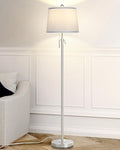 Floor Lamp for Living Room,Adjustable Height Standing Lamp,Dimmable Modern Floor Lamps for Bedroom Office Tall Floor Lights with Pull Chain Bulb Included-Silver Gray Shade-Ruum Studio Home