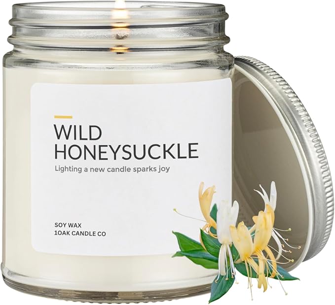 1OAK Soy Wax Scented Candles (Wild Honeysuckle) - Long Burning Premium Hand-Poured (7oz.)-Ruum Studio Home
